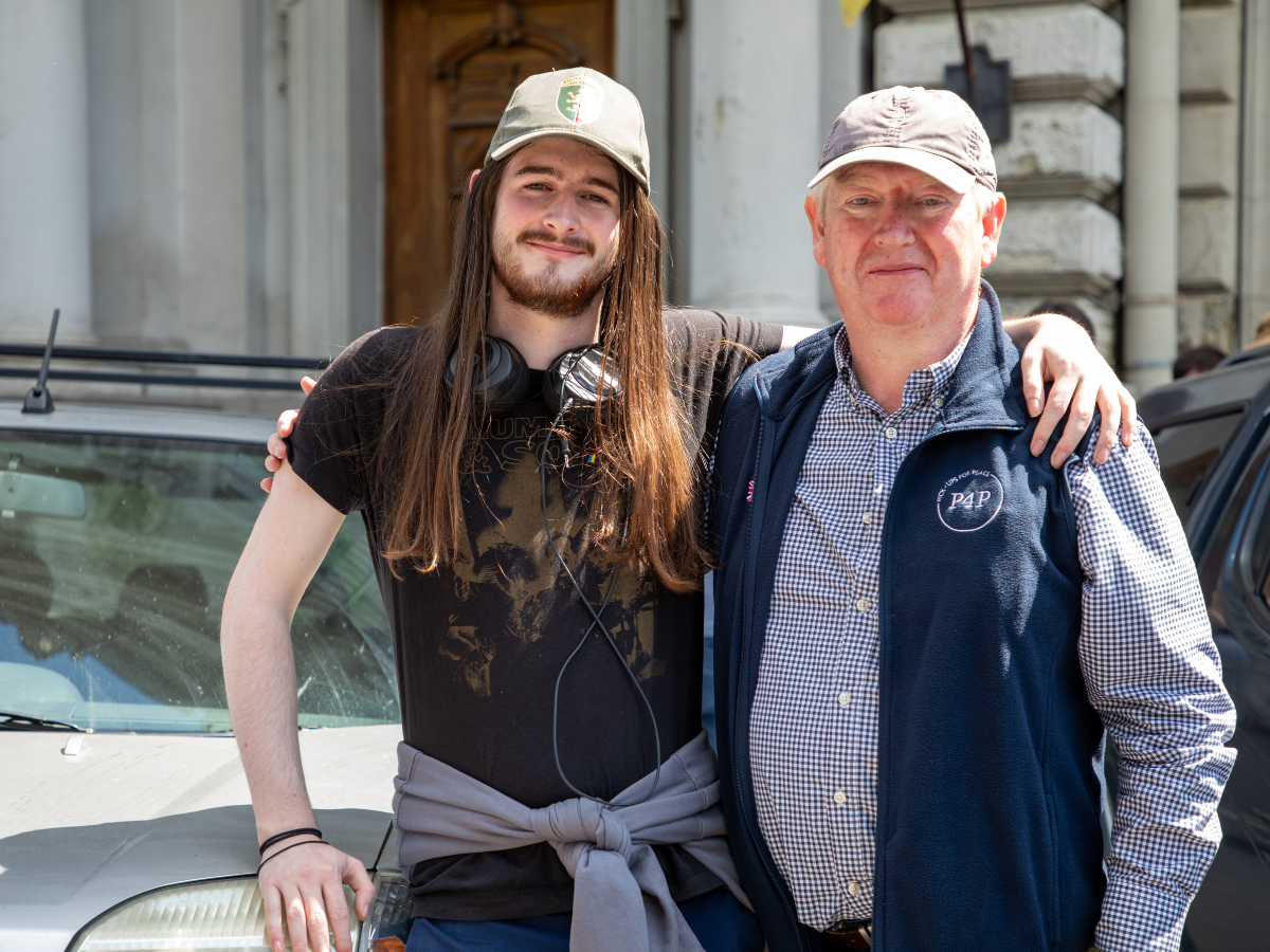 Pickups for Peace supporters arm in arm