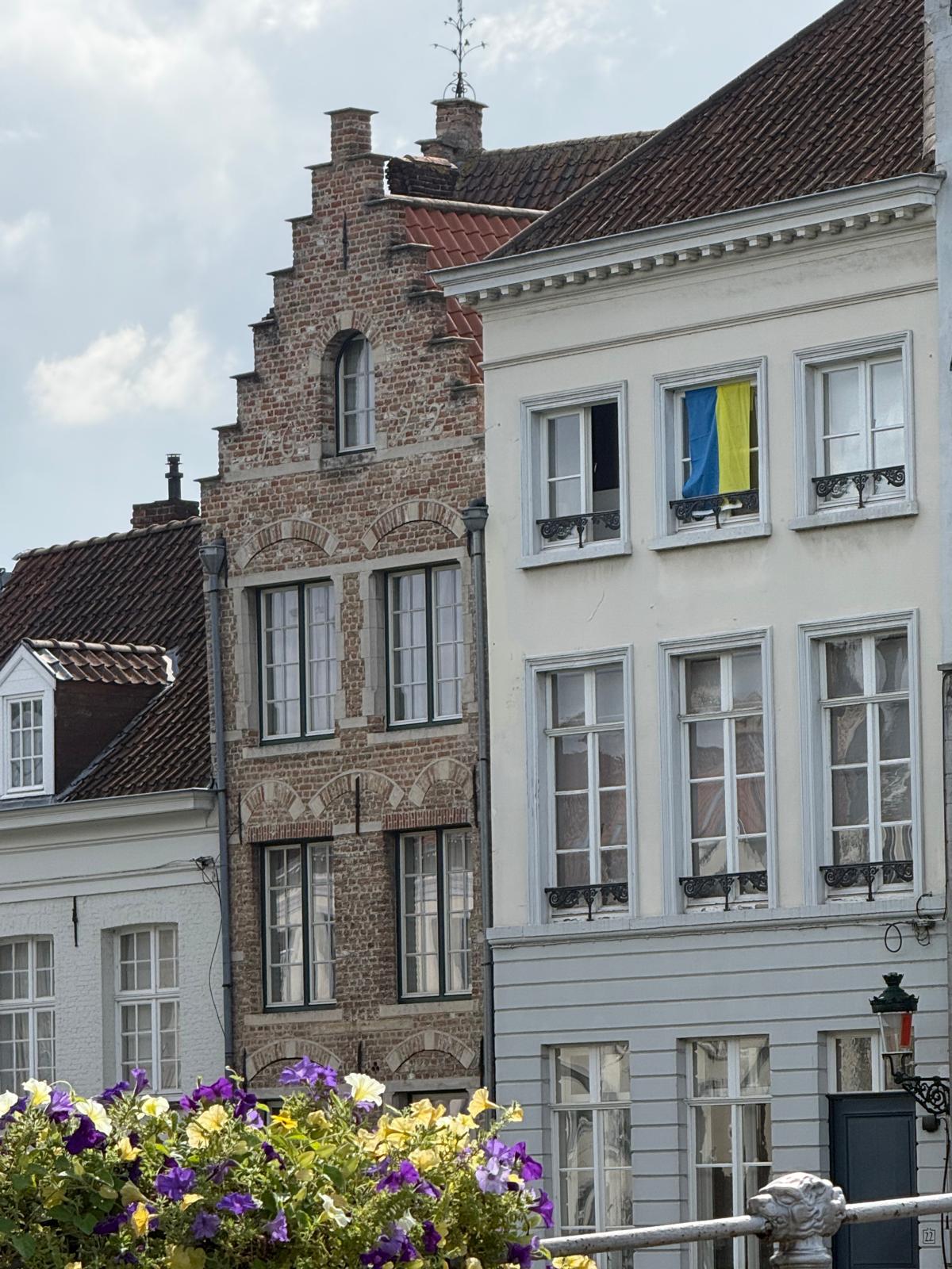 A Ukrainian flag displayed along Matt's route through Belgium
