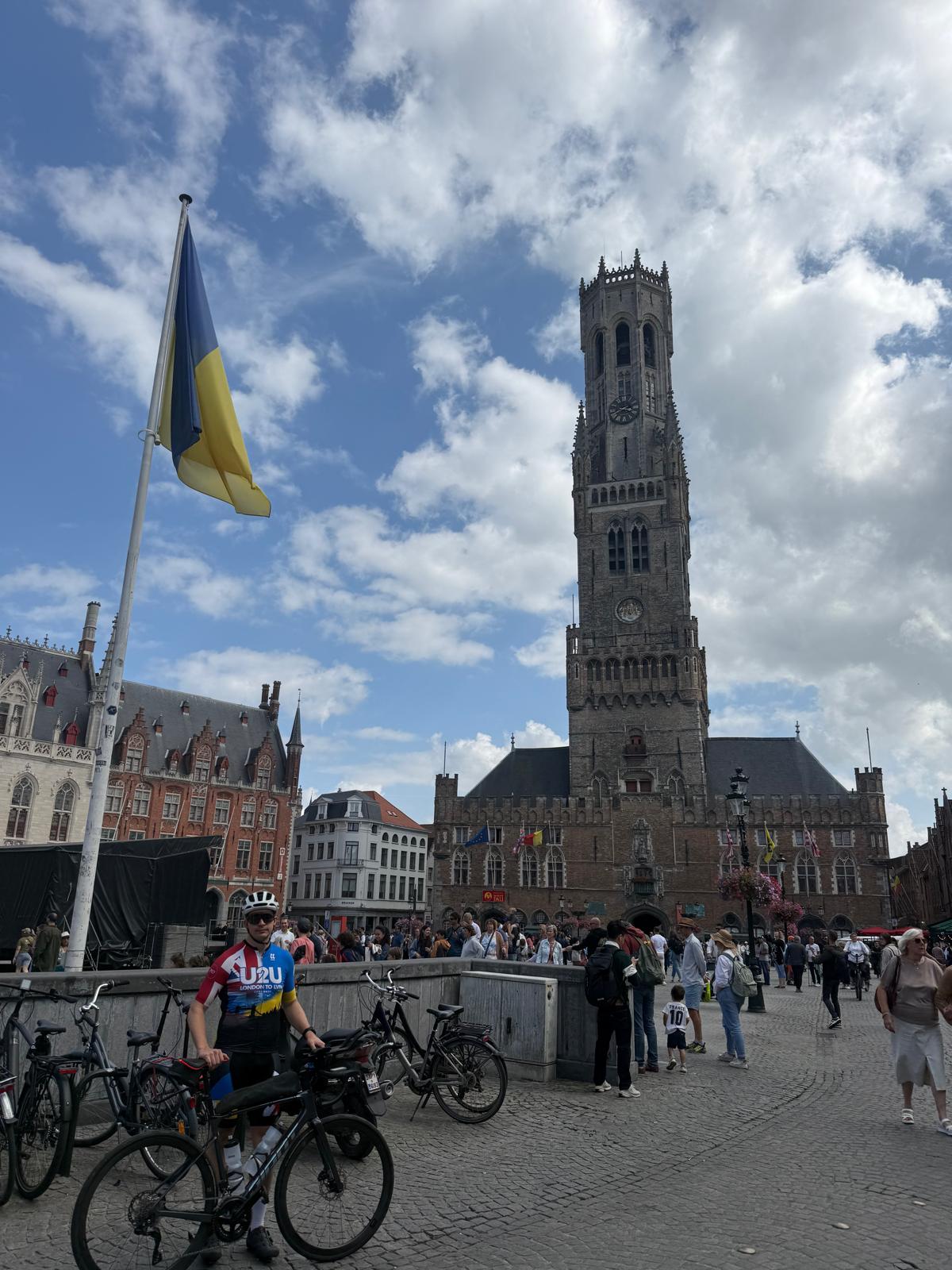 Matt with his bicycle in Bruges