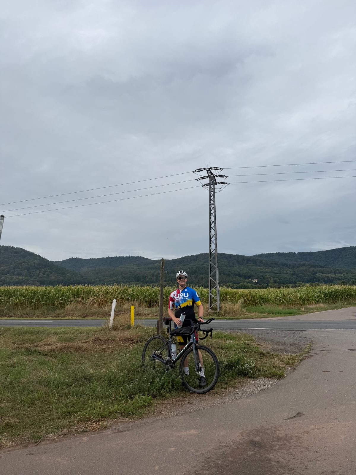 Matt during Day 7 of his London to Lviv cycle challenge